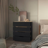 Lynbrook 4-Drawer Dresser Black Wengue and Light Oak B06280069