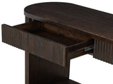 TREXM Oval Fluted Console Table with 2 Drawers and Bottom Shelf, Wood Entryway Table with Smooth N715P458125P