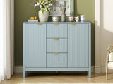 U_STYLE Sideboard with Wave Design - 3 Adjustable Shelves, 3 Drawers & Soft-Close Doors, Storage N711P269066C