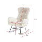 ZUN Cream white velvet rocking chair W58872237