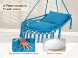 Navy Boho Macrame Hanging Swing Chair with 2 Padded Cushions, 330LBS Capacity Hammock Chair for 31600482