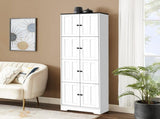 Tall Storage Cabinet with 8 Doors and 4 Shelves, Wall Storage Cabinet for Living Room, Kitchen, 99782676