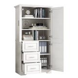 ZUN Tall and Wide Storage Cabinet with Doors for Bathroom/Office, Three Drawers, White WF299285AAK