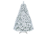 6 FT Snow Flocked Artificial Christmas Tree with 600 Branch Tips, Hinged PVC Xmas Tree Foldable 87635381