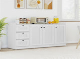 White Buffet Sideboard Cabinet, 3 Drawers & 3 Shutter Door Cabinets, Abundant Storage Space 88598121