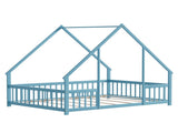Full Size Floor Bed Triangle Roof Frame and Support Bed Slats, Montessori Kids Playhouse Bed 73003156