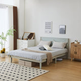 Queen Size Solid Wood Platform Bed Frame with Headboard Gray Wash 68164226