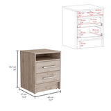 Eter Nightstand , End Table, Side Table Superior Top, Two Drawers -Light Gray B07091862