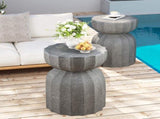 13" Modern Outdoor and Indoor Waterproof Coffee Table and Side Table Set, Durable MgO Cement Design, W757P332043