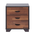 ZUN Walnut and Espresso 3-drawer Rectangular Accent Table B062P181403