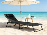 Black Folding Chaise Lounge Pool Chair for Poolside Sunbathing, 4-Position Reclining Back, Pillow, 61233433