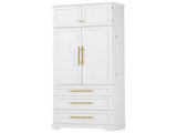78.2" Tall Farmhouse Kitchen Pantry Cabinet with 8 Door Storage Cabinet with 3 Adjustable 04574184