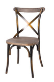 ZUN Antique Copper and Antique Oak Cross Back Side Chair B062P191071