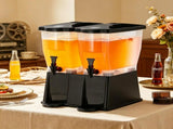 3-Gallon x 2 Beverage Dispensers, Plastic Drink Dispensers with Stand, Spigot & Lid 55726418