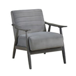 ZUN Casual Transitional Accent Chair 1pc Gray Velvet Upholstery Solid Wood Frame Living Room Furniture B011P264608