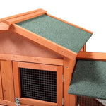 ZUN Large Wooden Rabbit Hutch Indoor and Outdoor Bunny Cage with a Removable Tray and a Waterproof Roof, W2181P146769