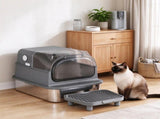 XXL Stainless Steel Cat Litter Box, Enclosed Design with Flip Lid & High Sides, Includes Step, Metal 62719984