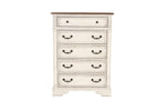 ZUN Antique White Wooden Chest Of Drawers Bedroom Formal 1pc Chest Antique Walnut Top Storage Cabinet B011P236763