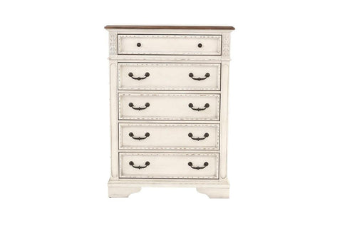 ZUN Antique White Wooden Chest Of Drawers Bedroom Formal 1pc Chest Antique Walnut Top Storage Cabinet B011P236763