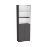 Home 2-Door Bookcase, Modern Storage Unit with Dual Doors and Multi-Tier Shelves -Matt Gray / White B070137837