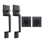 ZUN Adjustable Heavy Duty Modern Square Double Front Door Handle Set - Black, Double Door Hole Spacing 13551518