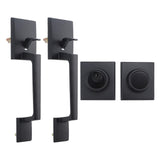 ZUN Adjustable Heavy Duty Modern Square Double Front Door Handle Set - Black, Double Door Hole Spacing 13551518