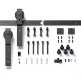 60" Bi-Folding Sliding Barn Door Hardware Kit for 2 Doors,Smoothly&Quietly,Black Track J Shape 80281115