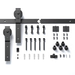 ZUN 60" Bi-Folding Sliding Barn Door Hardware Kit for 2 Doors,Smoothly&Quietly,Black Track J Shape 80281115