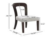 Dining Chairs Set of 2, Upholstered Kitchen Side Chairs with Gray Fabric Seating Dark Brown Solid N779P236958E