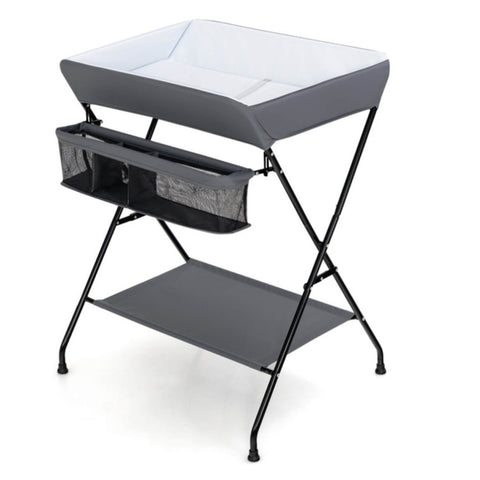 ZUN Gray Baby Storage Foldable Diaper Changing Table 62365708
