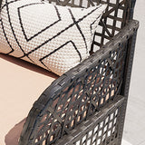 4 Pieces Outdoor Patio Furniture Set,PE Rattan Wicker Garden Conversation Chairs with Tempered Glass W2071P296910