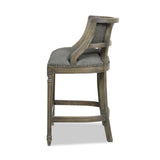 Paris 26.5" Farmhouse Counter Height Bar Stool with Backrest, Heathered Grey Linen B2719P238378