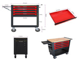 4 DRAWERS MULTIFUNCTIONAL TOOL CART WITH WHEELS AND WOODEN TOP W110265906