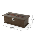 ZUN 56'' Rectangular Outdoor MGO 50,000 BTU Propane Fire Pit, Brown Wood Pattern 57570.00BRN-50K