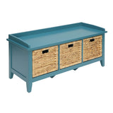 Beige and Teal Bench with 3-Drawer B062P189199