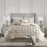7 Piece Tufted Comforter Set Taupe King B03596864