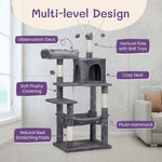 ZUN 57 inch Cat Tree Cat Tower for Indoor Cats, Cat House with Padded Platform Bed, Toy Balls, Large 81517350