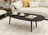 Black Stylish Irregular Shape Coffee Table, Heavy-Duty Metal Base Oval Sofa Side Table, 04619681