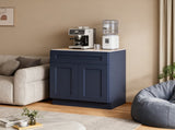 30" Navy Blue Shaker Base Cabinet with Soft-Close Door,Drawer,Space-Saving Solid Wood Unit with T2950P479981