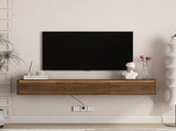Floating TV Stand, Wall Mounted TV Shelf with Led Lights & Power Outlet,High Gloss TV Cabinet for 62728944