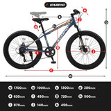 ZUN S24109 Elecony 24 Inch Fat Tire Bike Adult/Youth Full Shimano 7 Speeds Mountain Bike, Dual Disc W1856107355