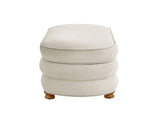 One Size Oval Channel Storage Bench with Wooden Ball Feet, Cream B035P600797