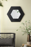 18.5" x 18.5" Hexagon Mirror with Solid Wood Frame, Wall Decor for Living Room Bathroom Hallway, W2078133976