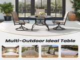 Round Dining Table, 41" Round Patio Table Wood-Like Grain with 1.57" Umbrella Hole, Metal T3623P504736