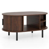 35.5 inch vintage coffee table with sliding slot door 59450856