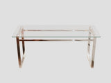 51" Modern Minimalist Rectangular Glass Dining Table for 4-6 with 0.31" Tempered Glass Tabletop and W2189133704
