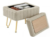 Square Ottoman with Table Top, Comfortable Footrest With Storage, Vanity Stool Suitable for Living 07402764
