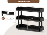 3-Tier Industrial Bookshelf with Anti-Falling Guardrails, 33 LBS Per Shelf Storage Organizer - Black 77860202