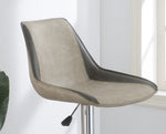 ZUN Dining Kitchen Adjustable Bar stool Chair Light Grey Wax Polyurethane Leather Chrome Base Modern Set B011P151353