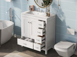 36" White Bathroom Vanity with Ceramic Sink Combo, Abundant Storage Cabinet -2 Soft-close doors and WF319798AAK
